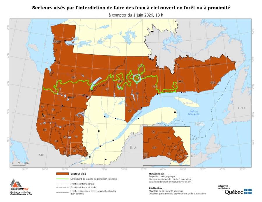 Interdiction des feux à ciel ouvert dans plusieurs régions du Québec